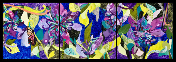 Butterfly In The Passion Flowers, mixed media art by Deanna Thibault